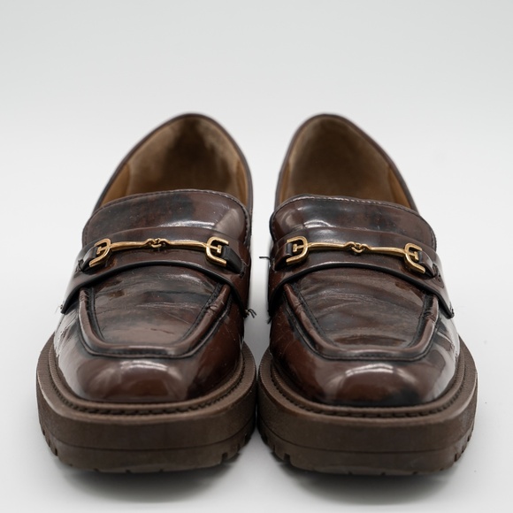 size 9 - SAM EDELMAN Laurs Loafers In Chestnut Lug Sole Brown - Picture 2 of 13